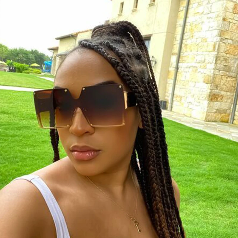 Модные солнцезащитные очки Брендовые женские негабаритные градиентные широкие