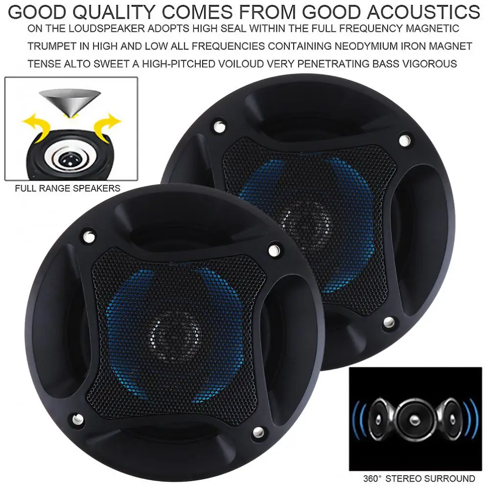 

2pcs 4 Inch 100W 3 Way Car Coaxial Horn Auto Audio Music Stereo Full Range Hifi Speakers Non-destructive Installation