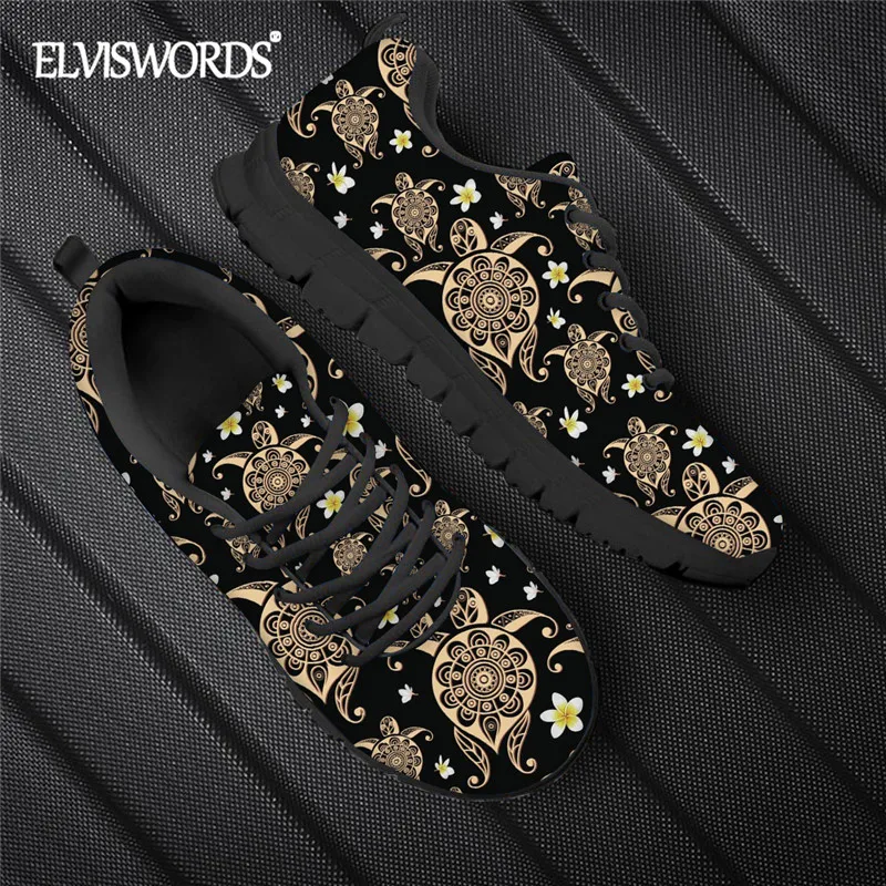 

ELVISWORDS полинезийская черепаха с этническим узором женские модные кроссовки для бега женская повседневная обувь на плоской подошве прочная ...