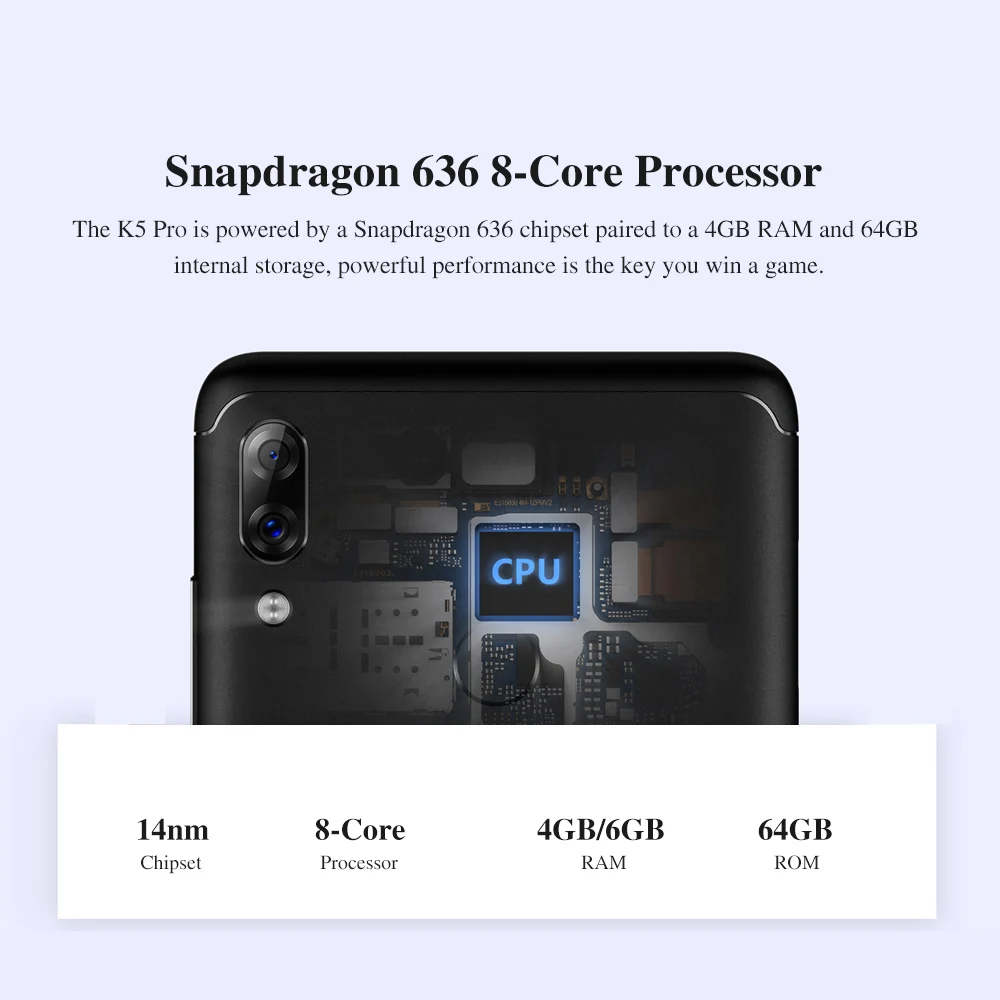 Lenovo Snapdragon 636 K5 Pro 6 ГБ + 64 Гб 4050 мАч четыре камеры 5 99 дюйма 18:9 мобильный телефон 4G LTE