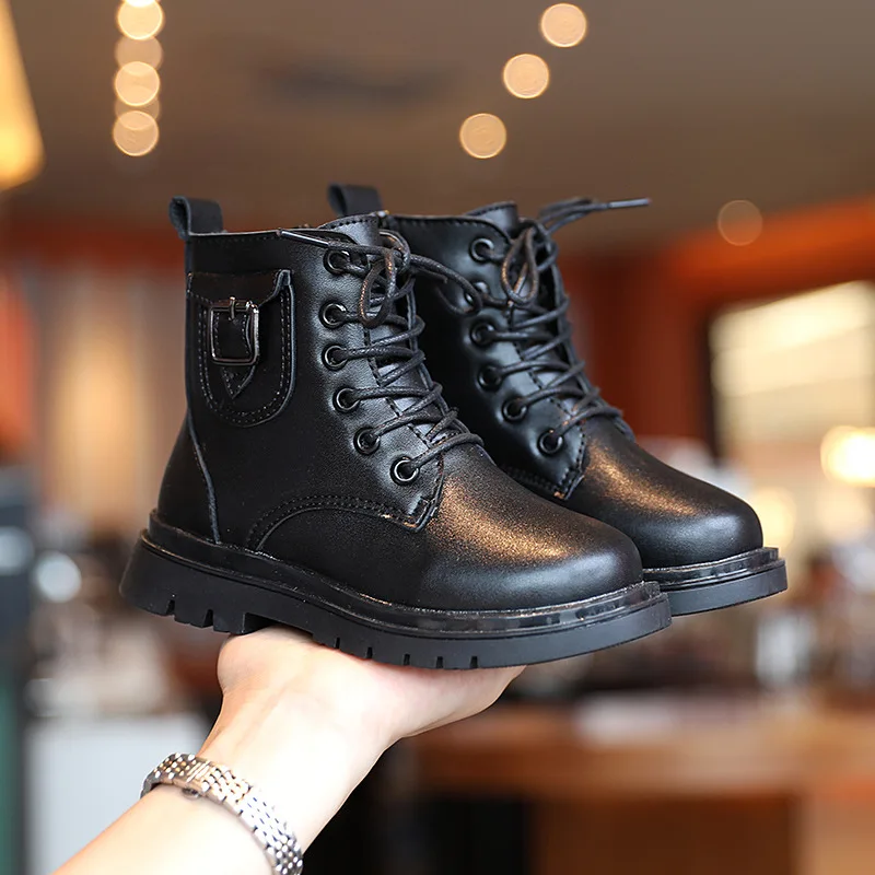 2021 новые детские ботинки повседневные осенне-зимние из искусственной кожи для