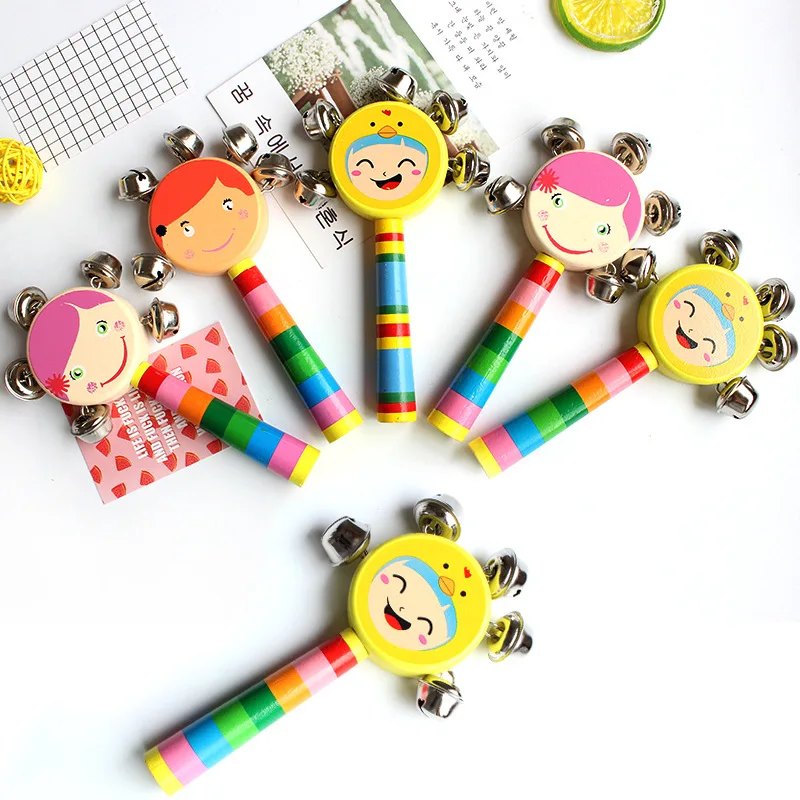 

1pcs baby wooden cartoon smiley face rattle early education educational toys toys gifts