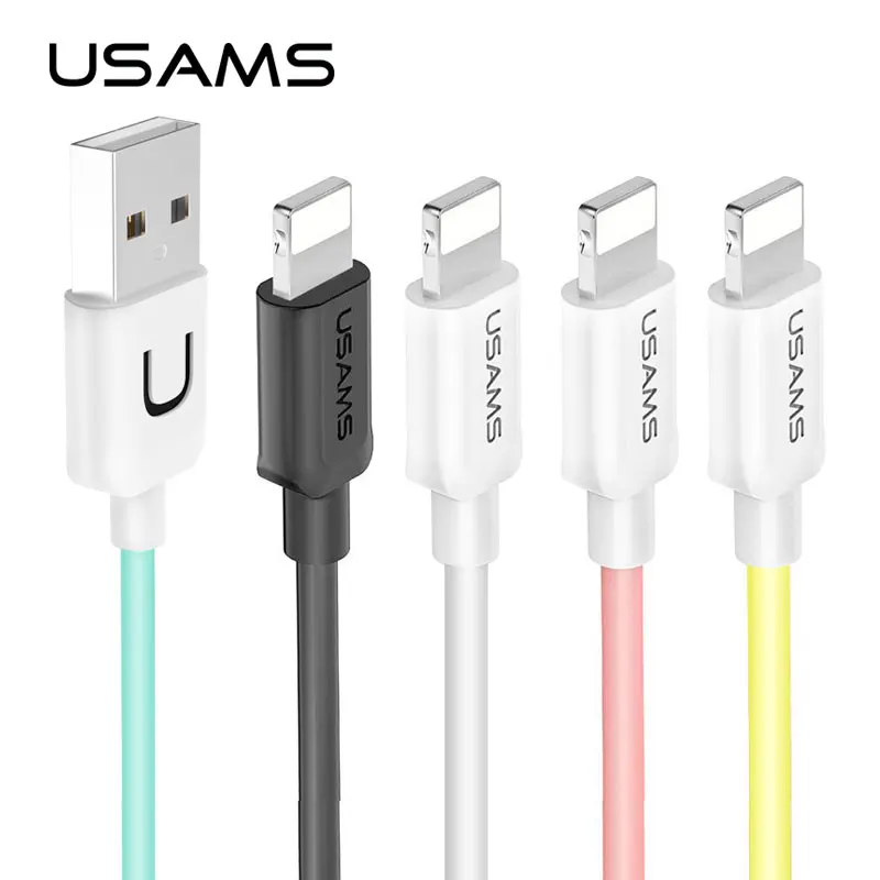 4 шт./партия Usb кабель для iPhone X, USAMS 2A кабель для быстрой зарядки для iPhone 8 Дата кабель светильник usb поддержка кабелей IOS 11 10 9