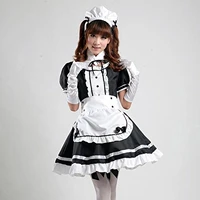 2021 sexy lingerie lolita maid cosplay costume women headwear apron fake collar bowknot black dress halloween party outfit