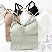 women sports bra tops solid padded fitness yoga running cropped top women sportswear gym solid tank tops athletic push up bras