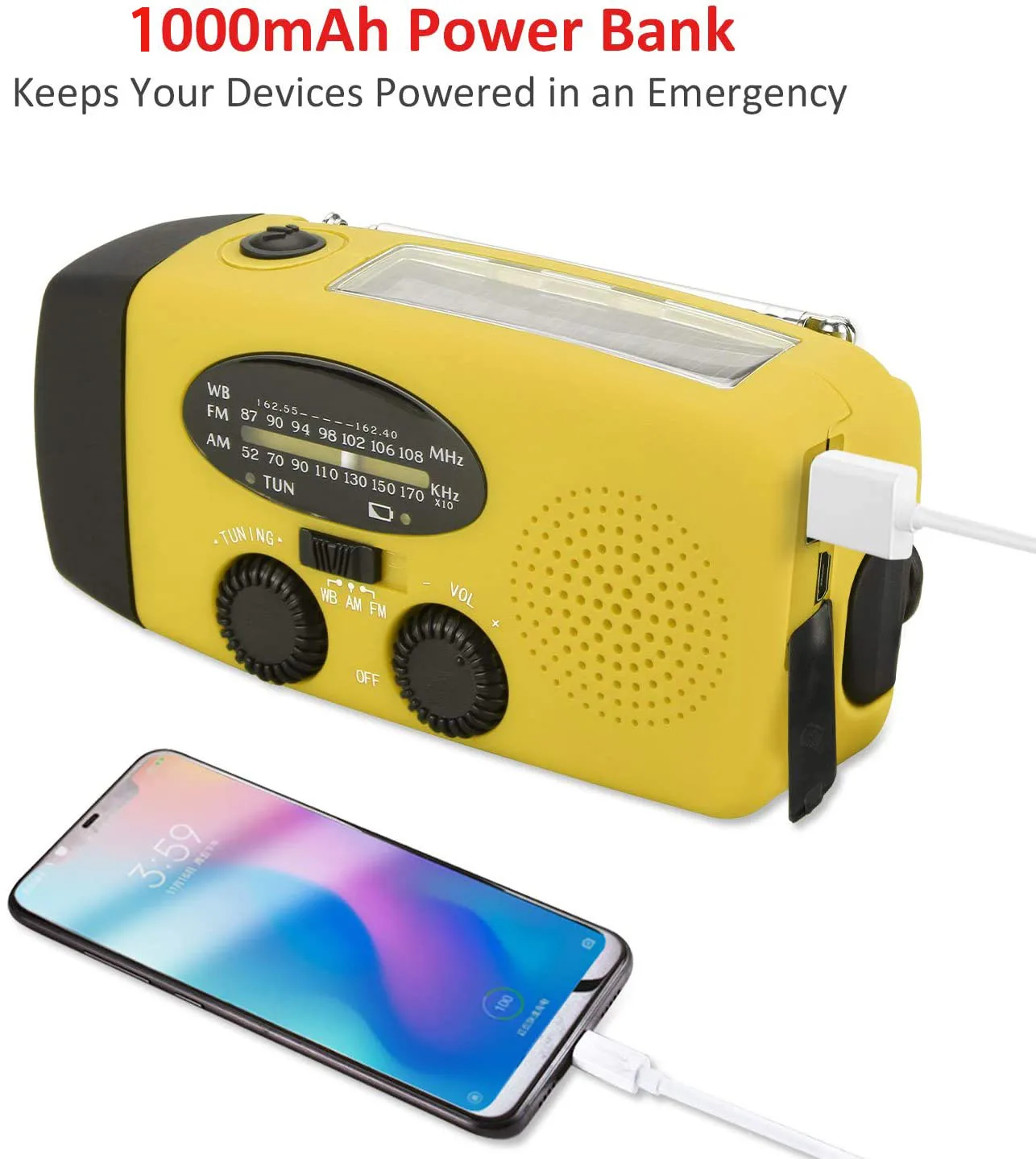 Портативное аварийное FM радио портативное зарядное устройство на 1000 мАч ручная