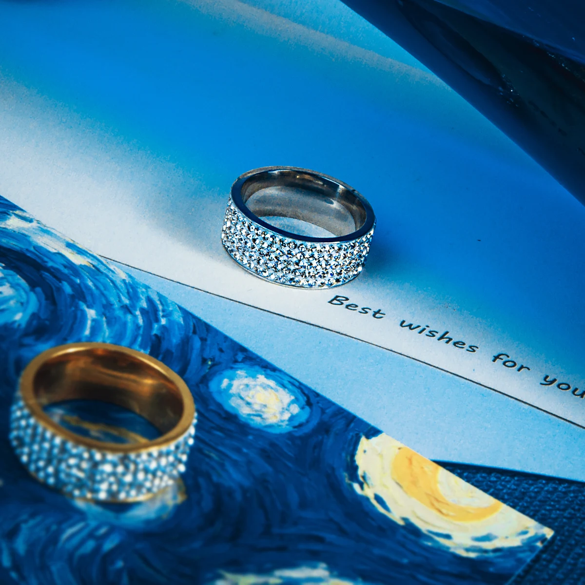 5 рядов хрустальные свадебные кольца для мужчин и женщин из нержавеющей стали