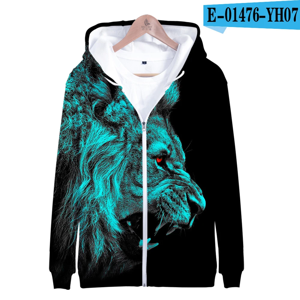 Толстовка мужская/детская с капюшоном свитшот на молнии 3D рисунком короля и Льва