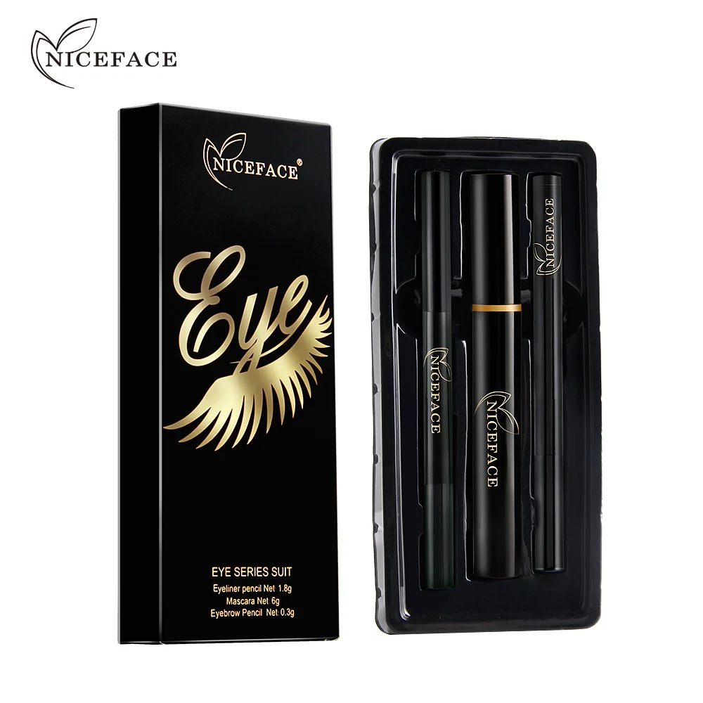 3 шт./лот Niceface набор для макияжа глаз завивка Дымчатая 3d тушь ресниц водоСТОЙКАЯ