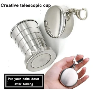 Foldable Camping Cup Portable Outdoor Collapsible Cup Retractable cup Stainless Steel Travel Hiking Mug Cups With Keychain Foldable Camping Cup Portable Outdoor Collapsible Cup Retractable cup Stainless Steel Travel Hiking Mug Cups With Keychain