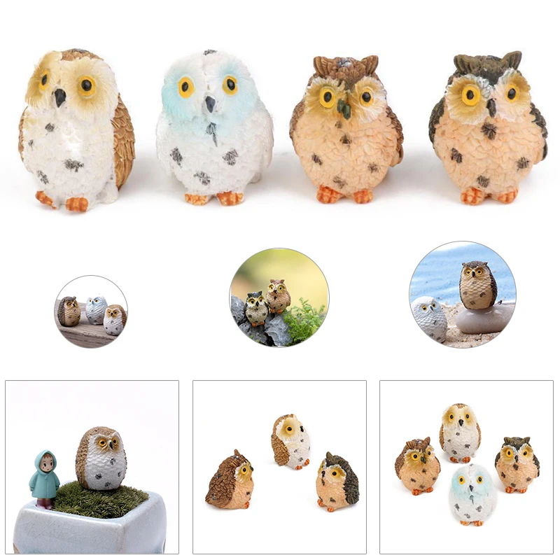 1/2 шт. сов Животных Фигурки из смолы миниатюрные фигурки для изготовления бонсай