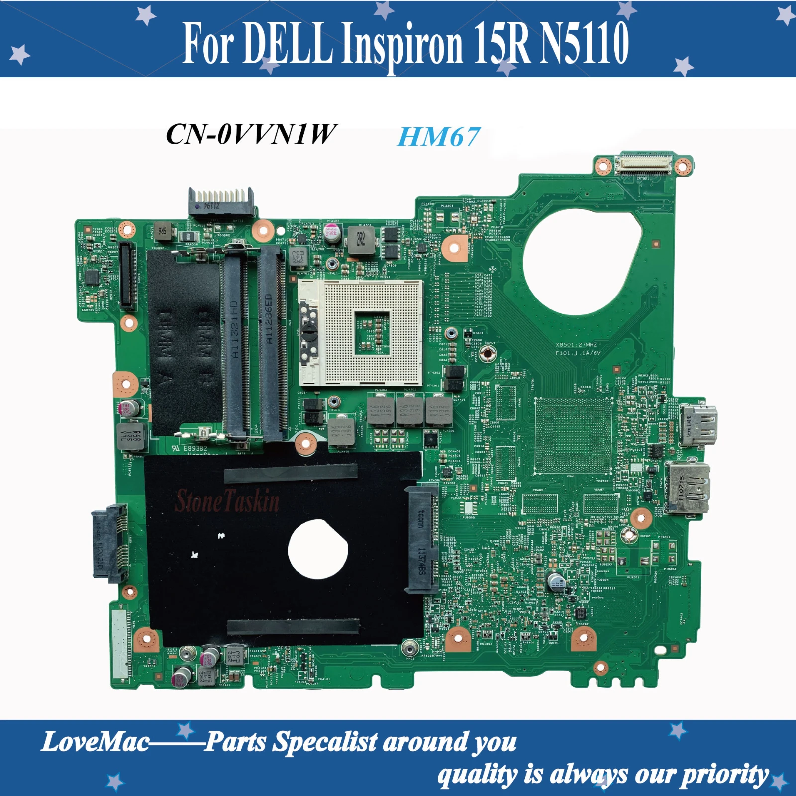 Высокое качество CN-0VVN1W для DELL Inspiron 15R N5110 Материнская плата ноутбука SLJ4N HM67 0VVN1W 100%