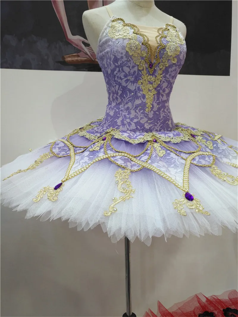 Женское платье пачка для балета профессиональное 12 слойное фиолетового