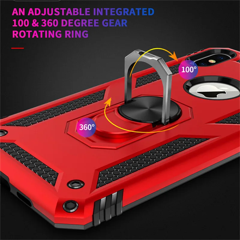 Shockproof Hybrid Armor Case for iphone 11 pro max Ring Kickstand Phone XR Xs Max 6s 7 8 plus 12 Pro 2020 Cover | Мобильные телефоны