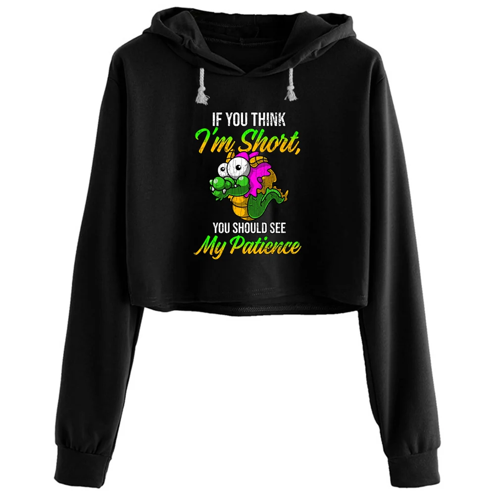 

If You Think Im Short Apparel Sarcastic Short Funn Crop Hoodies Women Y2k Kawaii Goth Grunge Pullover For Girls