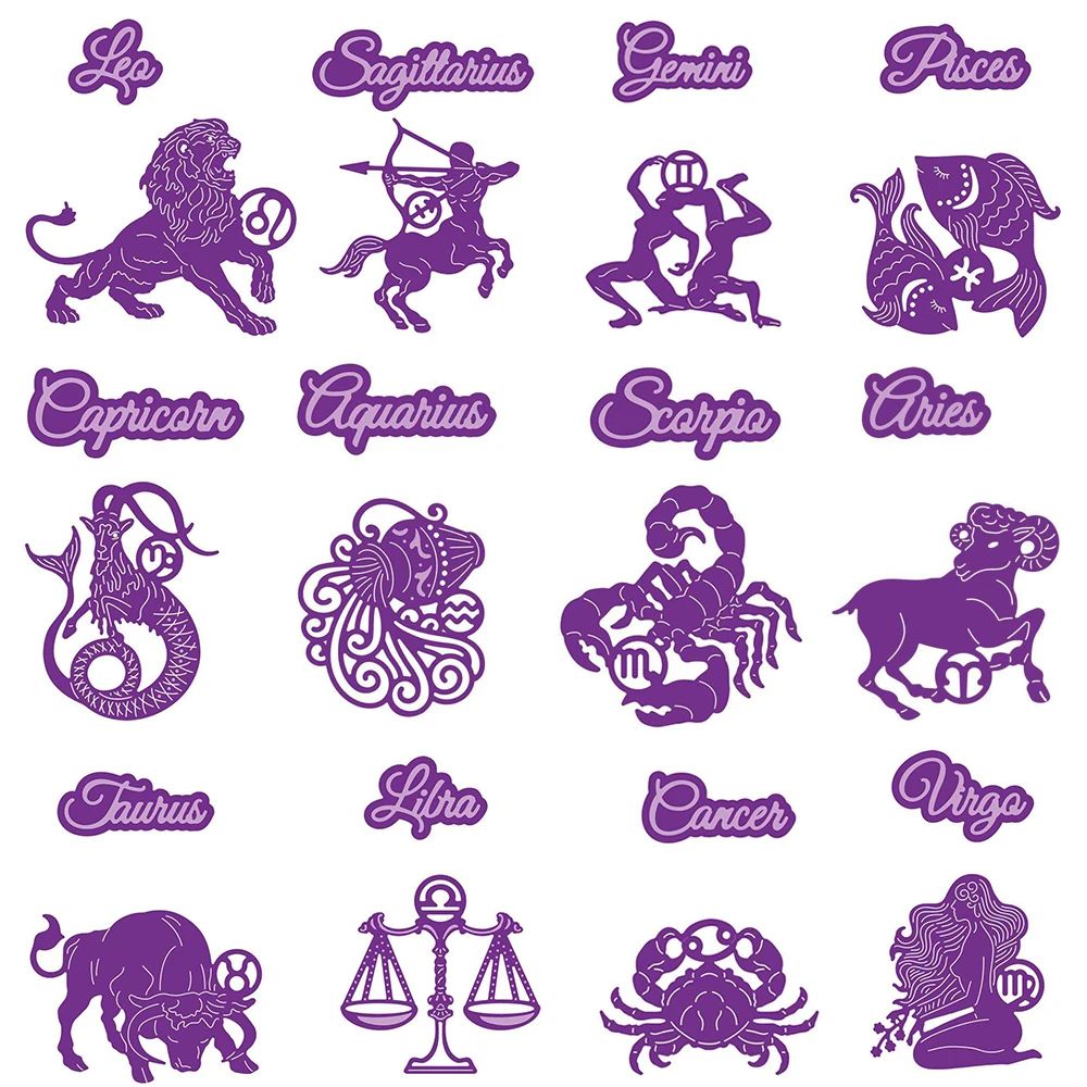 Двенадцать созвездий животное слово металлические режущие штампы трафареты для