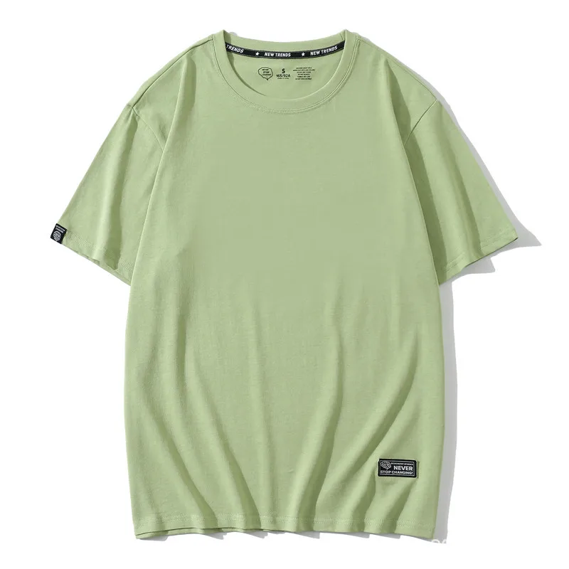 

Однотонная летняя хлопковая Футболка 2021 с круглым вырезом и коротким рукавом для мужчин и женщин