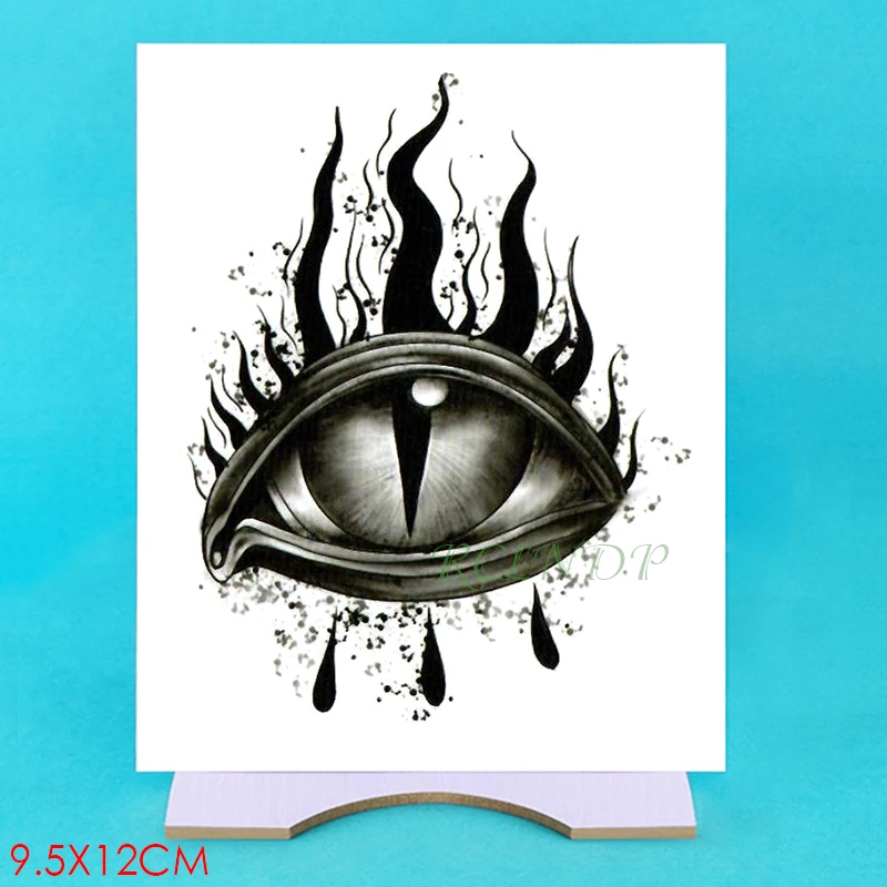 Водостойкая Временная тату наклейка большой глаз огонь слезы наклейки на руку