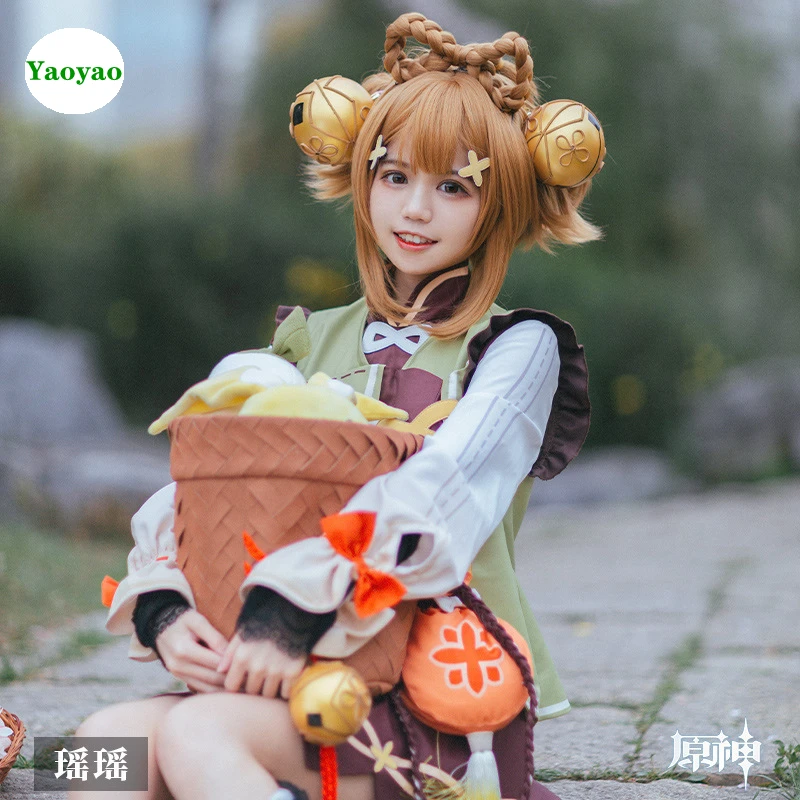 Project Yao Yao Cosplay Costume Game Genshin Impact Grass Element Kawaii Loli Cosplay Accessories Anime Cute Girl Clothes Set