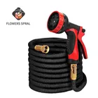 Шланг для полива сада, 16-34 футов, растягивающийся гибкий садовый шланг, латунный соединитель, шланг высокого давления для мойки автомобиля, набор распылителей