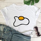Женская футболка с забавным графическим принтом в виде яиц, белая футболка с круглым вырезом, футболка с коротким рукавом в стиле ретро с героями мультфильмов, женская летняя футболка