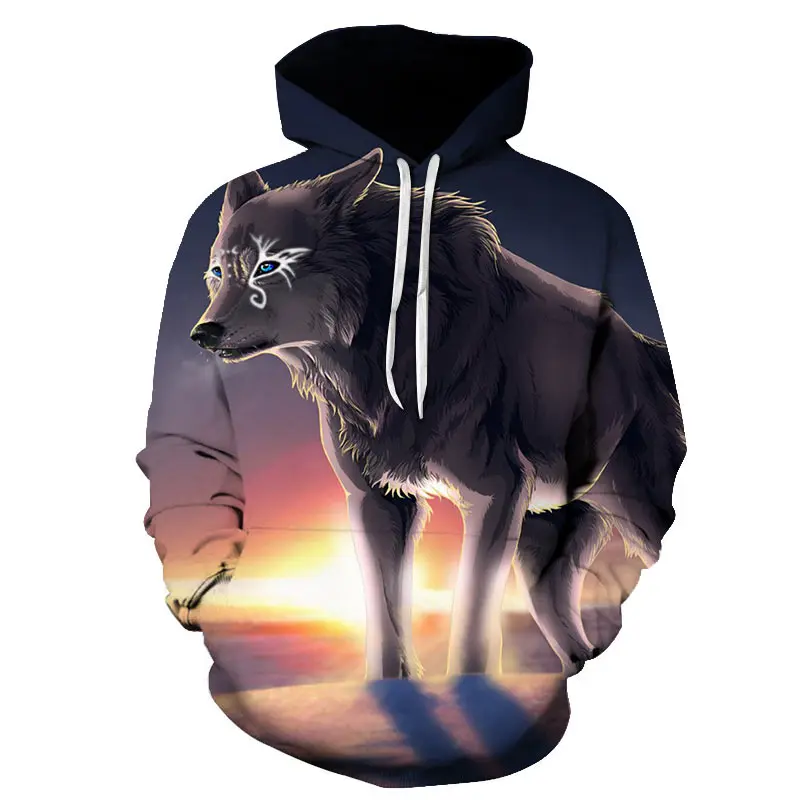 

2020 Autumn and Winter New Cool Abstract Animal Pullover 3D Printing Star Wolf Fashion Trend Selling Hoodie S-6XL