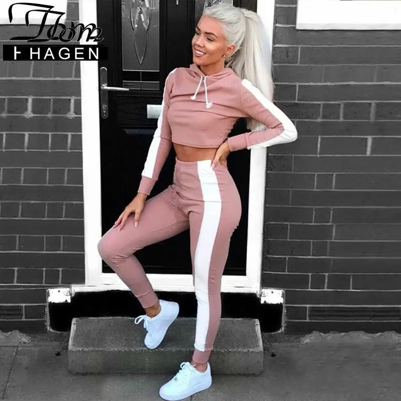 Женский спортивный костюм-двойка комплект из 2 предметов на осень 2020 спортивные