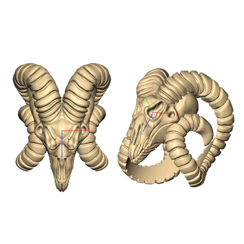 Кольцо мужское в стиле панк с головой овчины | Украшения и аксессуары