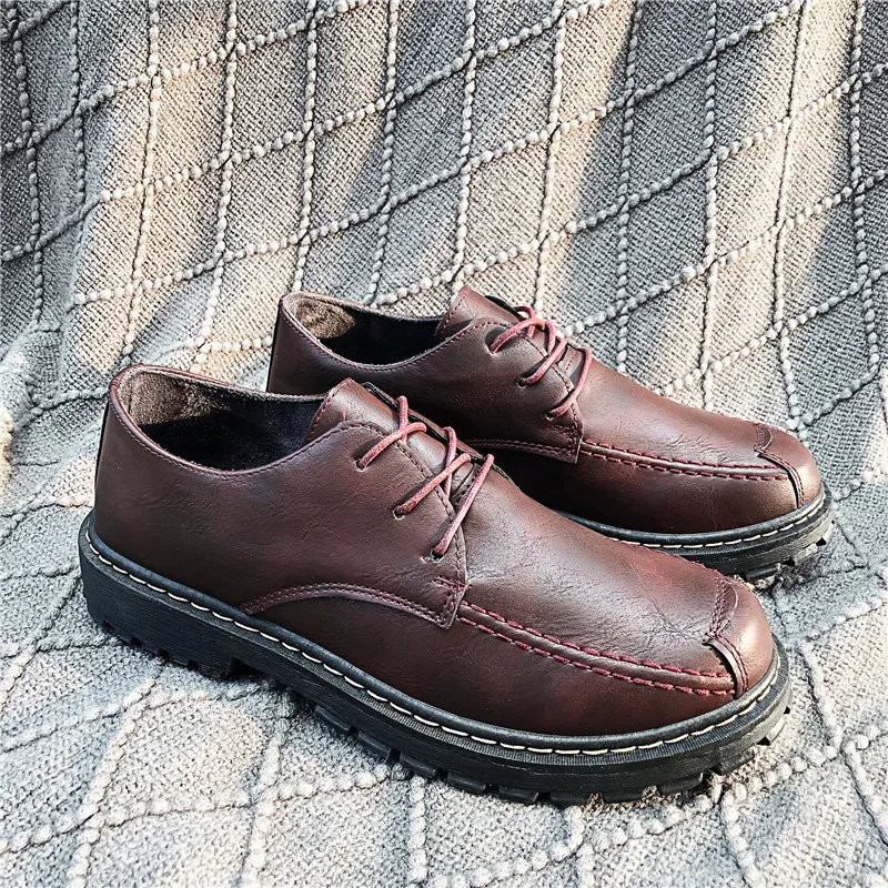 

Spring Mens Shoes Casual Men's Leather Shoes Men Lace-up Leather Shoes Men British Wild Tide Leather Shoes Martin Shoes