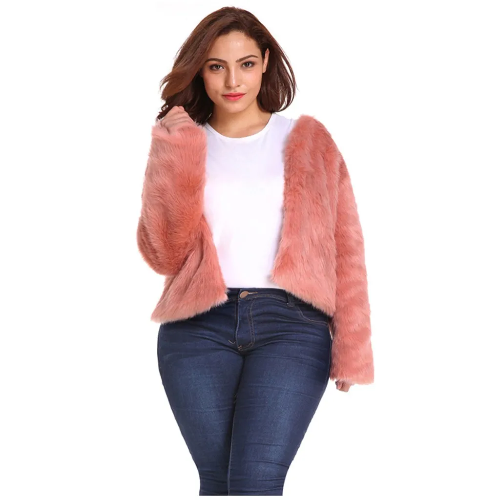 Женское осенне зимнее пушистое пальто из искусственного меха модель 2019 года