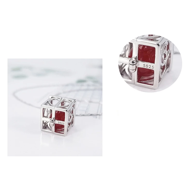 

925 Sterling Silver Necklace For Women 925 Fine Jewelry With Cage Pendant DIY Necklaces For Wedding Anniversary