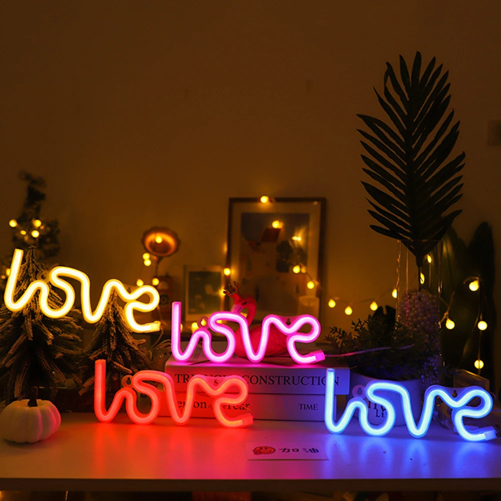 

LED Love Neon Light Sign Night Lamp Romantic Party Wedding Valentine Night light Indoor Decoration Christmas Decor Lighting