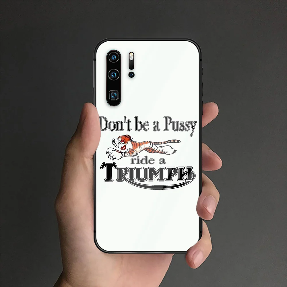 

Triumph Motorcycle Phone Tempered Glass Case Cover For Huawei P Nova Mate 5T 20 30 40 Pro Lite Smart 2019 2021 Black Bumper