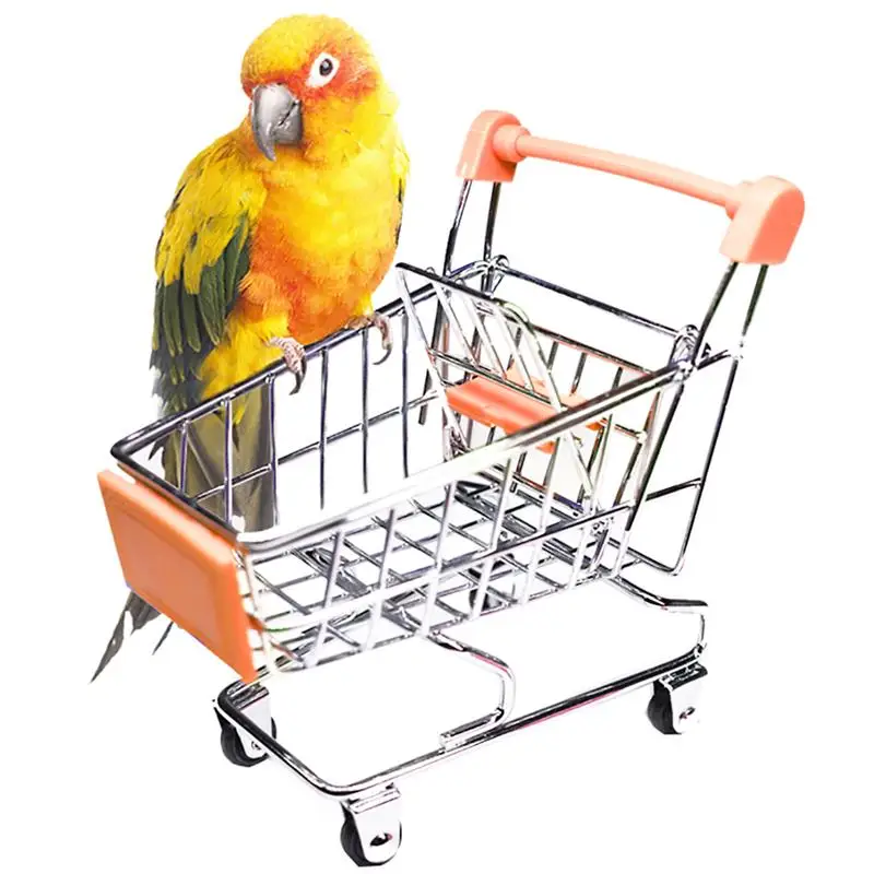 

2021 Hot Sales 1 Piece Bird Toy Creative Mini Alloy Bird Shopping Cart Shaped Toy Pet Parrots Pigeons Toys Birds Supplies
