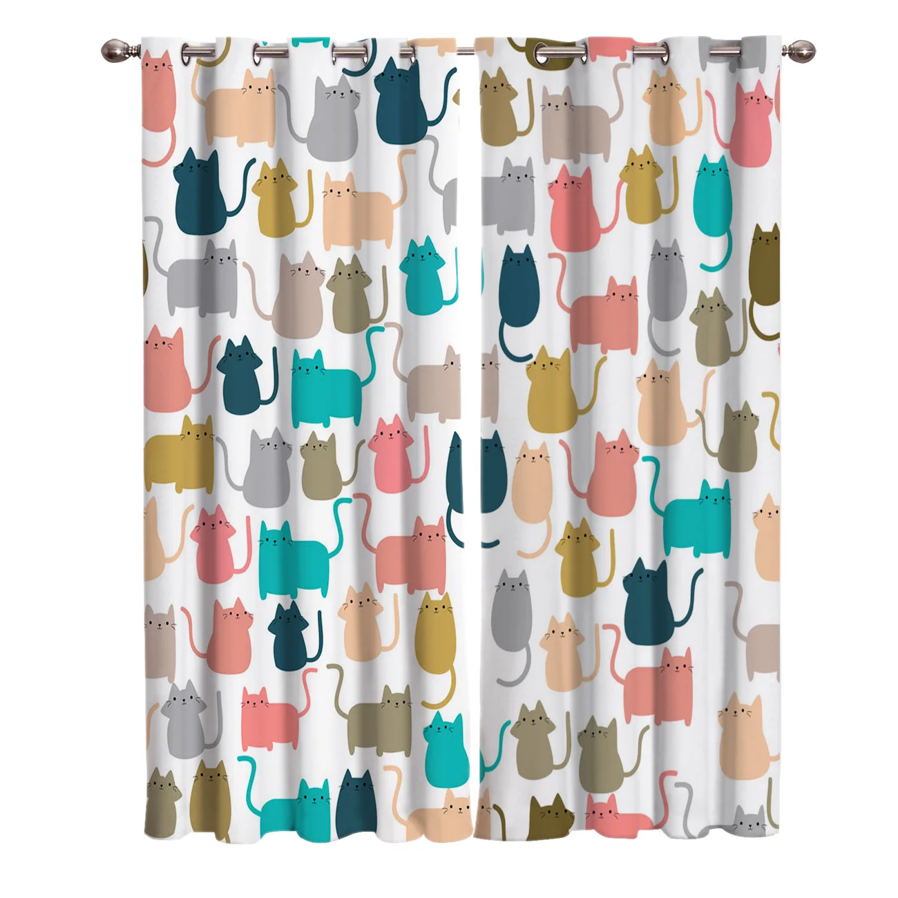 Цветные шторы на окна с изображением животных и кошек занавески для гостиной