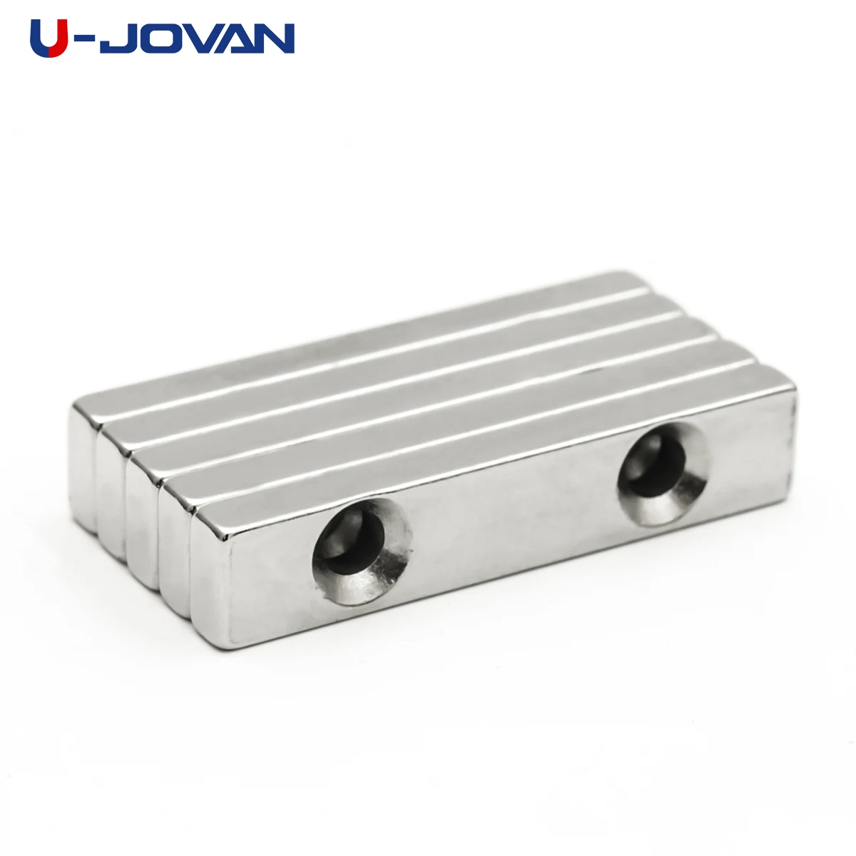 U-JOVAN 2 шт. 50*10*5 мм двойное отверстие 5 блок потайной неодимовый магнит