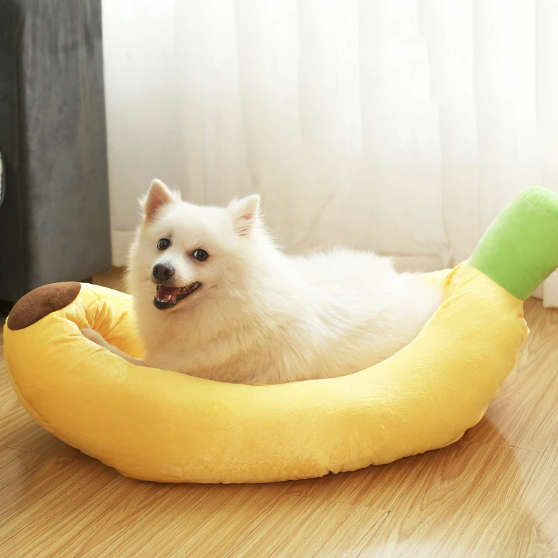 

Banana-shaped Dog Bed Warm Cotton Puppy Bed Washable And Removable Oxford Cloth Kennel Cat Litter Cat Litter