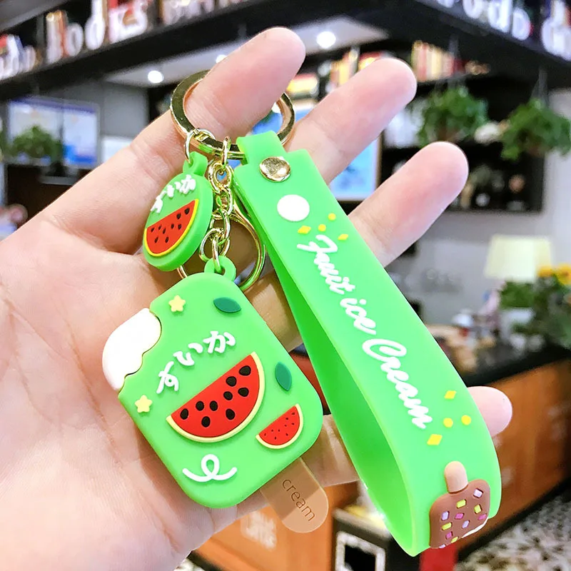

Fruit Ice Cream Keychain Cute Charm Popsicle Girl Heart Peach Grape Summer Key Chain Women Ladies Bag Pendant Kids Keyring