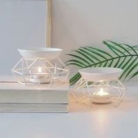 metal aromatic oil burner geometric ceramic essential oil tealight candle holder wax melt warmer aroma diffuser lamp