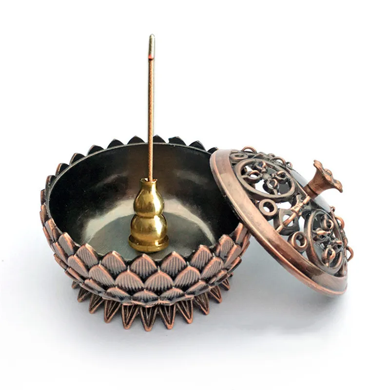 Курильница в форме лотоса из сплава латунная мини катушка сандалового дерева