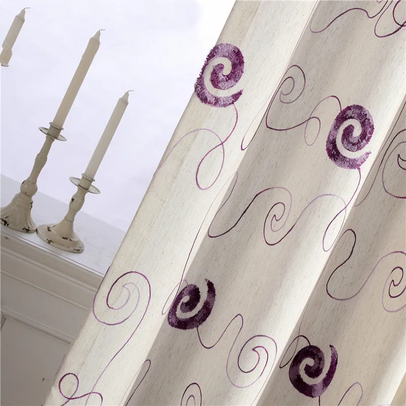 Фиолетовые занавески для гостиной Европейский круглый дизайн затемняющие шторы