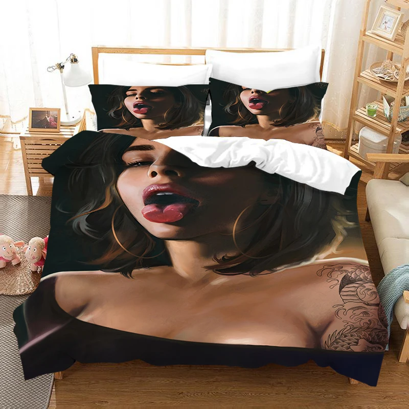

3D Fashion Sexy Woman Bedding Set Modern Beautiful Girl Duvet Cover Temptation Comforter Set Adults Bed Set Household Queen Size