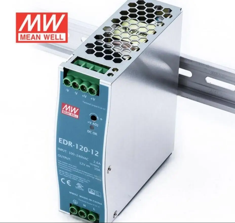 

Mean Well EDR-120-12 meanwell 12В DC 10A 120 Вт Промышленный источник питания на DIN-рейке