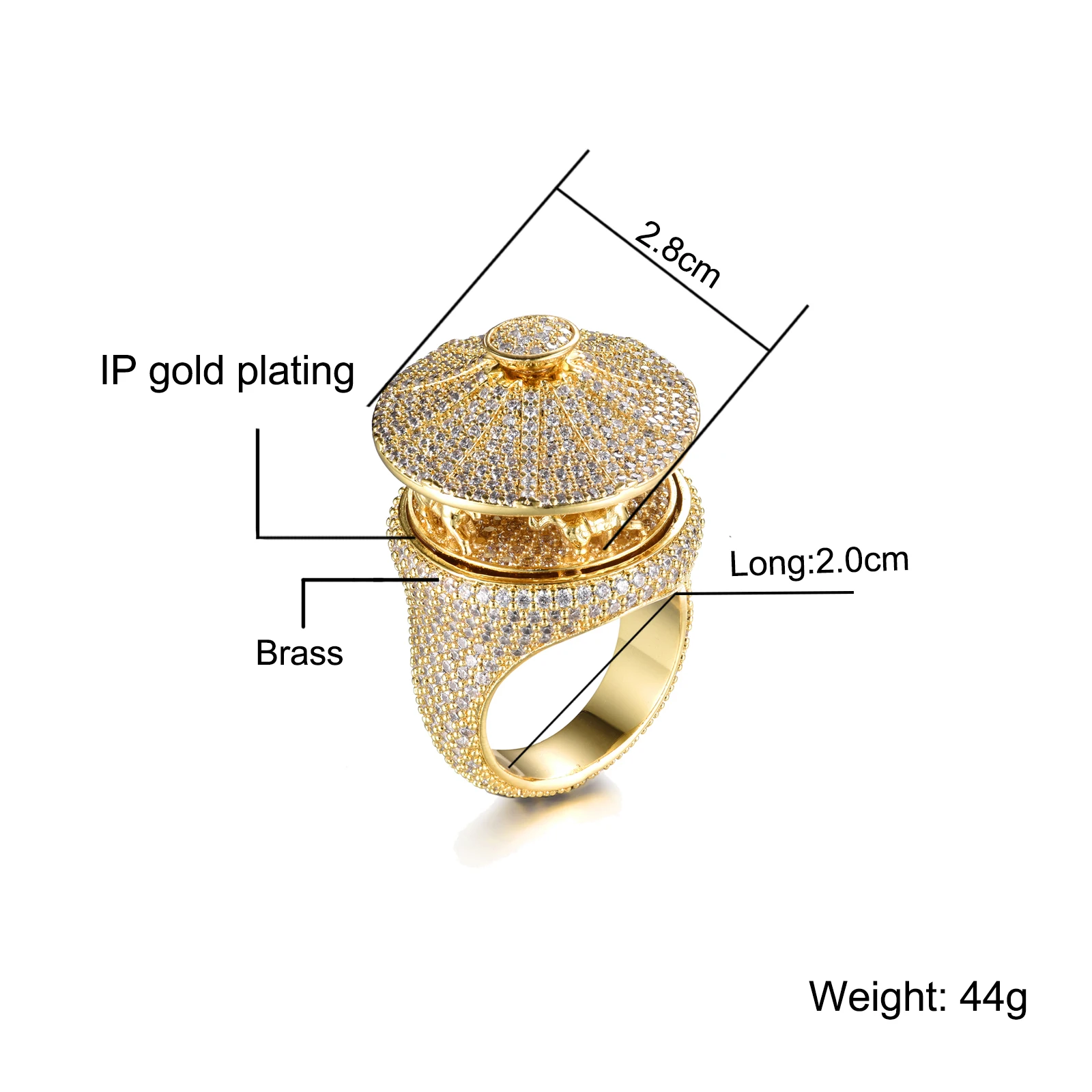 

US7 2021 Carousal Rings Bling CZ Stones Micro-Inlay Rings with Fashion Design Gold Silver Color For Unisex Hip Hop Jewelry Gift