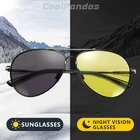Мужские Солнцезащитные очки-авиаторы CoolPandas, черные поляризационные солнцезащитные очки-хамелеоны в металлической оправе с эффектом памяти, для вождения в дневное и ночное время 2022