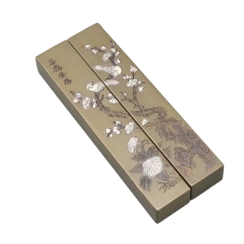 

A pair of retro brass magpie Deng Mei calligraphic rulers