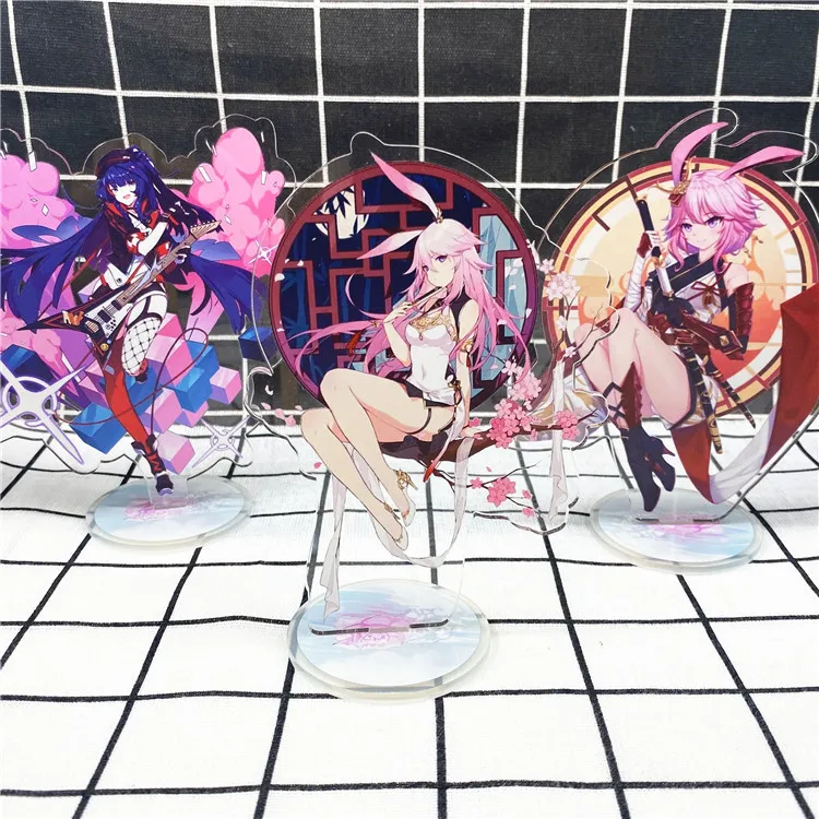 

Japanese Honkai Impact 3rd Keychain Creative Acrylic Rem Double Sided Desk Decor Standing Sign Keyring Hot Sale Exquisite Gift