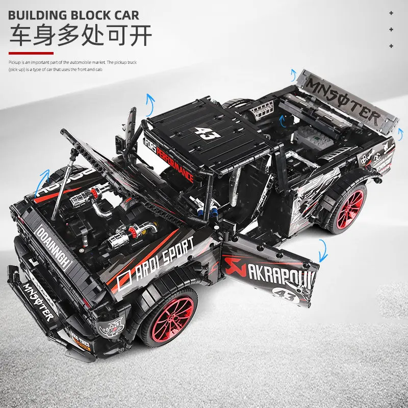 

RC Technical Bricks Ford Mustang Pickup Trucks City Speed Champions Car Model Lepining MOC-34316 F-150 Building Blocks Kids Toys
