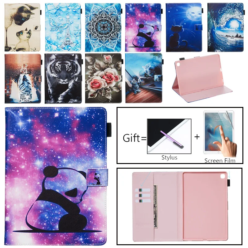 

Модный чехол из искусственной кожи с принтом для Samsung Galaxy Tab S5E 10,5 ", SM-T720 T720 T725, SM-T725, смарт-чехол для планшета + пленка + ручка, 2019