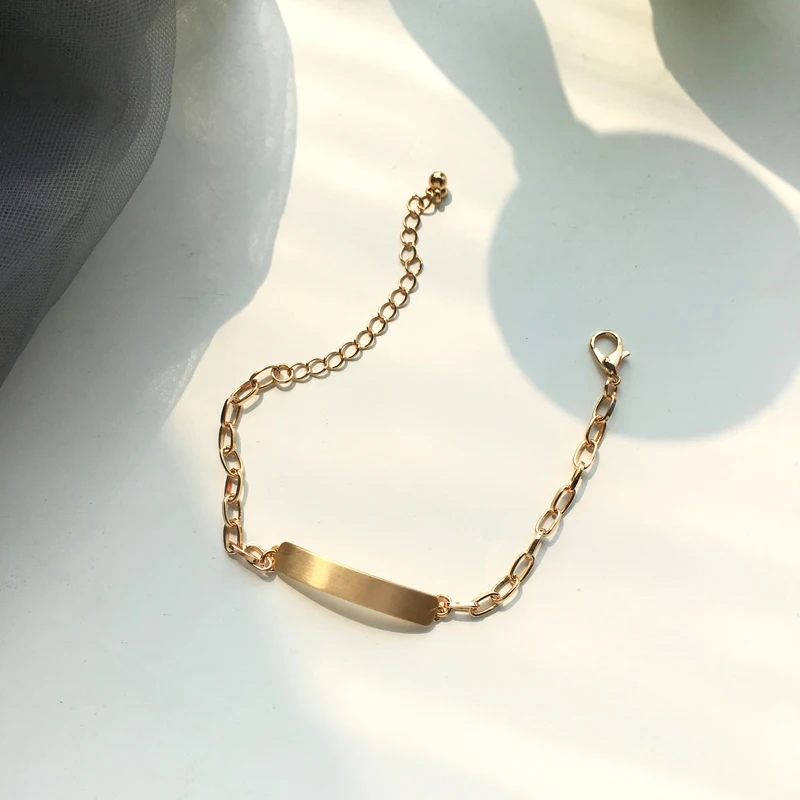 Простой дизайн браслет цепочка лидер продаж однослойный золотистый цветной